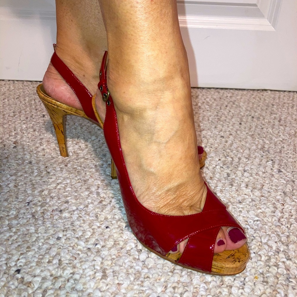 Guess brand red open-toe heels SIZE 8